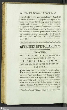 Appendix Epistolarum