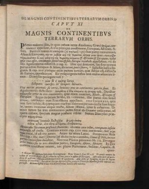Caput XI. De Magnis Continentibus Terrarum Orbis