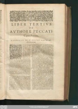 Caput Primum. Catholici Non Dicunt Deum Authorem peccati.