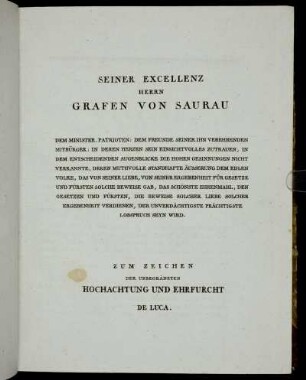 Seiner Excellenz Herrn Grafen Von Saurau [...]