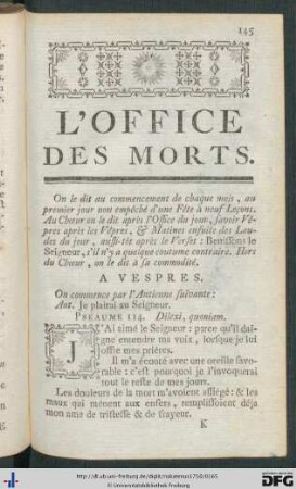 L'Office des Morts.