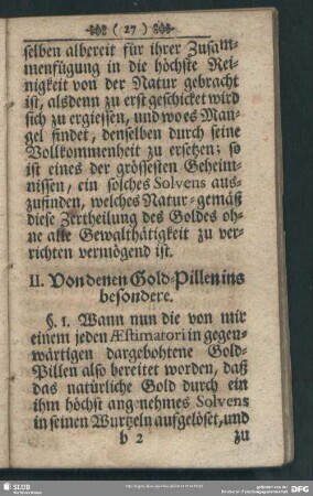 II. Von denen Gold-Pillen ins besondere