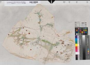 Oesterweg (Versmold) Teilung der Oesterweger Marken Entwurf um 1780 o.M. unregelmäßig kol. Zeichnung (Reinhold) Spez.Verz. Markenkarten X Nr. 147