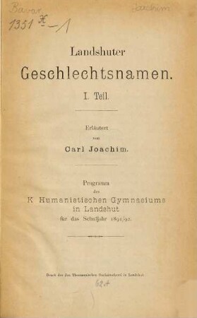 Landshuter Geschlechtsnamen, 1