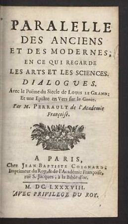 [1]: En ce qui regarde les arts et les sciences. Avec le Poème du sièclede Louis Le Grand [u.a.]