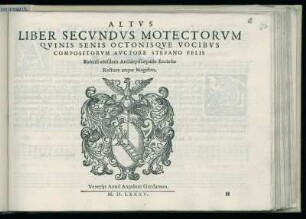 Stefano Felis: Liber secundus motectorum ... Altus