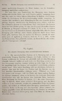 VI. Capitel. Die relative Bewegung eines unveränderlichen Systems.