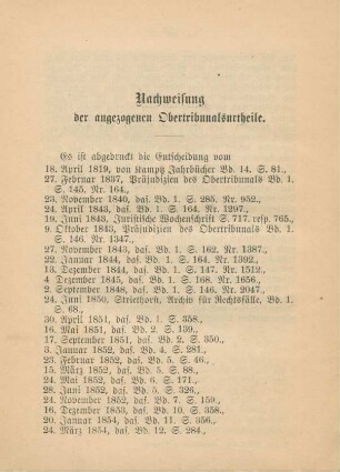 Nachweisung der angezogenen Obertribunalsurtheile