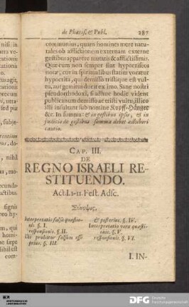 Cap. III. De Regno Israeli Restituendo