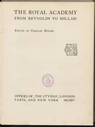 The Royal Academy from Reynolds to Millais
