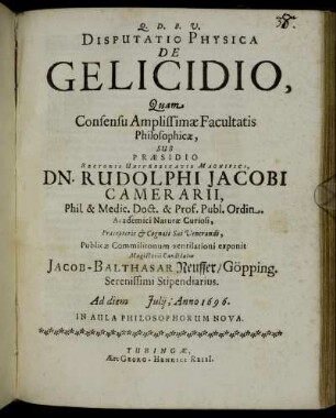 Disputatio Physica De Gelicidio