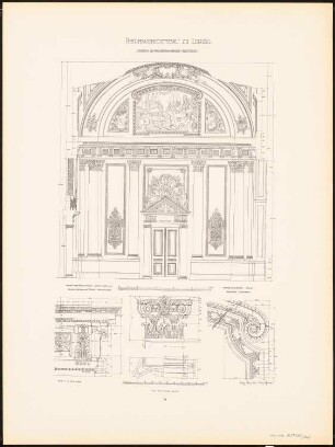 Reichsgericht, Leipzig: Tafel 81: Festsaal der Präsidentenwohnung (Kurze Wand und Details) (aus: Der Reichsgerichtsbau zu Leipzig, Berlin 1898)