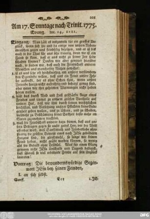 Am 17. Sonntage nach Trinit. 1775. Evang. Luc. 14, 1 - 11.