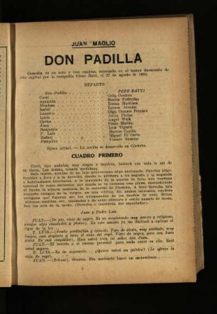 Don Padilla : comedia en un acto y tres cuadro
