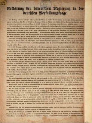 Erklärung der bayerischen Regierung in der deutschen Verfassungsfrage : [München den 23. April 1849.]
