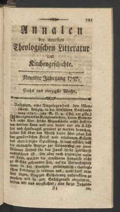 Sechs und vierzigste Woche