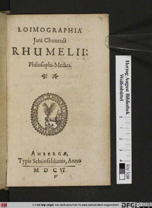 Loimographia Jani Chunradi Rhumelii: Philosophi-Medici