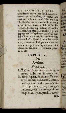 Caput V. De Avibus.
