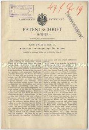 Patentschrift über metallene Liderungsringe für Kolben, Patent-Nr. 35363