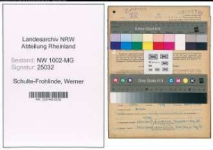 Entnazifizierung Werner Schulte-Frohlinde , geb. 16.02.1921 (Arzt)