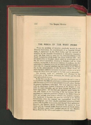 The Needs of the West Indies.