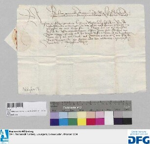 Markgraf Friedrich von Brandenburg ersucht die Stadt Nürnberg seinem Bevollmächtigten Peter Barbirer 250 fl. Leibgeding auszuhändigen.