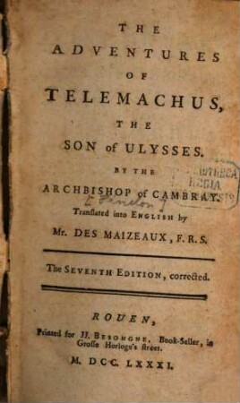 The adventures of Telemachus