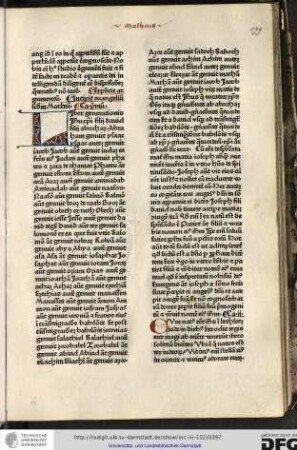 Incipit evangelium secundum Matheum, capitulum primum.