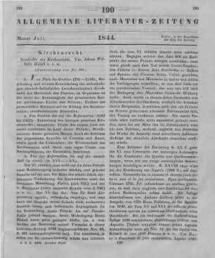 Bickell, J. W.: Geschichte des Kirchenrechts. Bd. 1. Giessen: Heyer 1843 (Fortsetzung von Nr. 189)