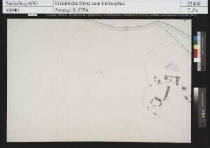 Gegend von Nossen mit Gebäuden des Klosters Altzella, der Mulde und zwei Stollnmundlöchern