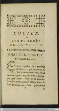 Chapitre Premier. Ce qu' était Lucile