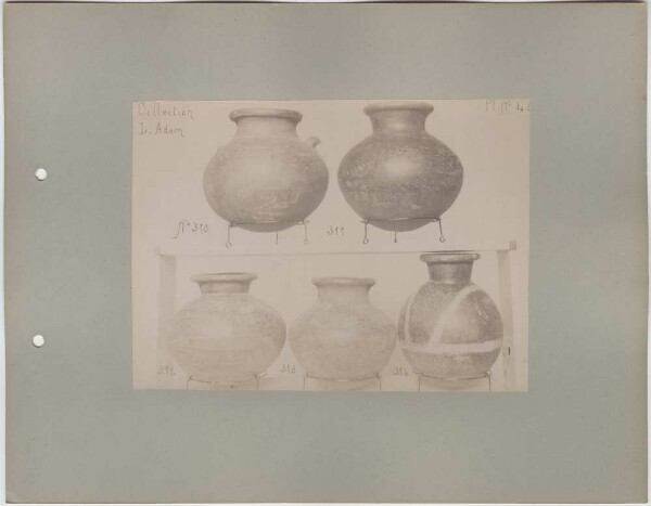 Five clay vessels. L. Adam Collection