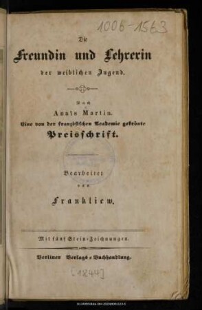 Die Freundin und Lehrerin der weiblichen Jugend