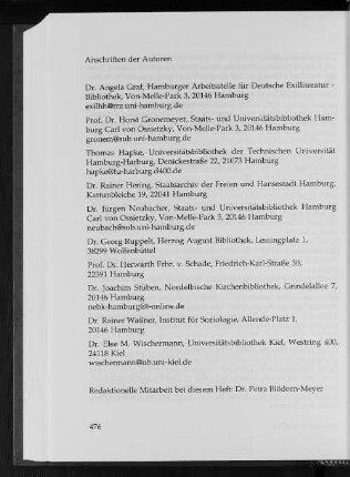 Anschriften der Autoren