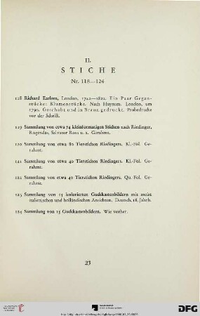 II. Stiche (Nr. 118-124)