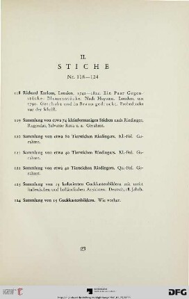 II. Stiche (Nr. 118-124)