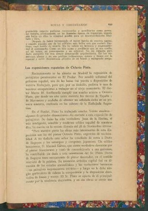 Las exposiciones esoañolas de Octavio Pinto