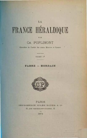 La France héraldique par Ch. Poplimont. 4