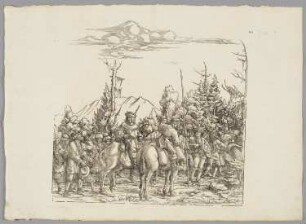 Tross. Drittes Blatt, Blatt 127 aus: Marx Treitzsaurwein, "Kaiser Maximilian I Triumph – le triomphe de l’Empereur Maximilien I en une suite de Cent trent cinq planches gravées en bois d’après les dessins de Hans Burgmair", Wien 1796