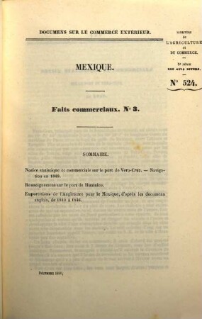 Annales du commerce extérieur. Mexique. Faits commerciaux. 1/10. 1844/64