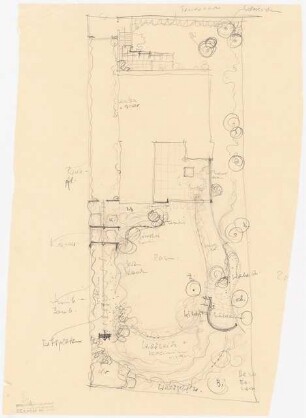 Garten Robert Sitz, Berlin-Frohnau: Skizze Lageplan mit Gartenplan