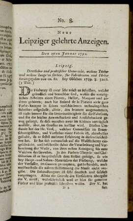 No. 8. Den 25ten Januar 1790.