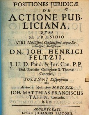 Positiones iur. de actione publiciana