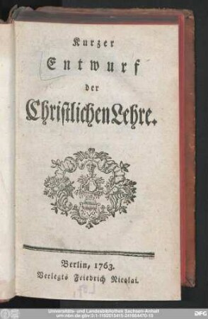 Kurzer Entwurf der Christlichen Lehre