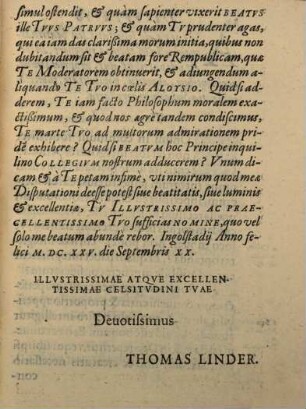 Beatitvdo Natvralis In publicam disceptationem data