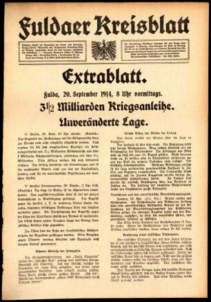 Ausgabe vom Sonntag, den 20. September 1914.