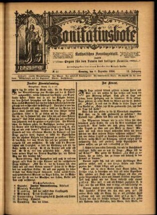 Erste Ausgabe vom Sonntag, den 06. Dezember 1896.