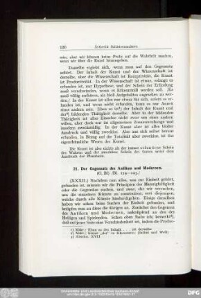 21. Der Gegensatz des Antiken und Modernen.
