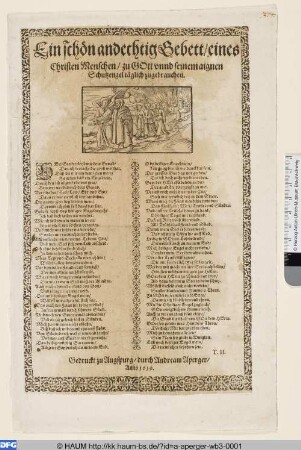 Geistliches Flugblatt mit der Geschichte Lots, der aus dem brennenden Sodom geführt wird