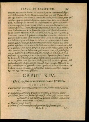 Caput XIV. De Exceptione non numeratae pecuniae.